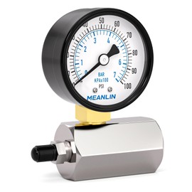 MEANLIN MEASURE 0~100Psi 2" Steel Double Graduated Air Test Pressure Gauges, 3/4" FNPT Connection, -3-2-3% Accuracy