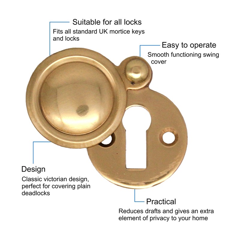 Victorian Keyhole Covered Escutcheon for Front Doors 35mm Polished Brass