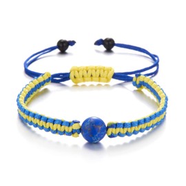Adjustable Ukraine Yellow and Blue Color Matching Bracelet,Wristband for Women Men, Cord Braided String Rope, Design elements with Unity Hope (Hopeful)