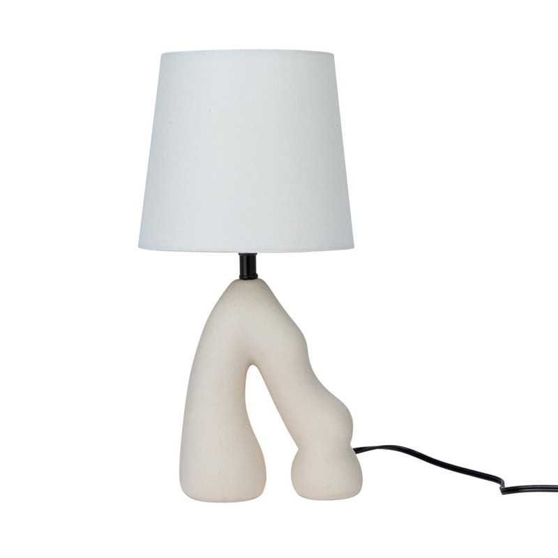 Bloomingville Ceramic Table Lamp with Volcano Finish, White