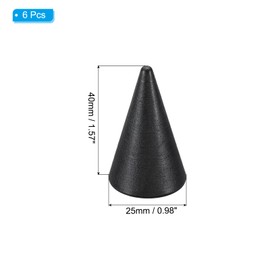 PATIKIL Wood Cone Ring Holder, 6Pcs Wooden Finger Jewelry Ring Display Stand Organizer Wood Cones Rack for DIY Art Crafts, Black (40x25mm)