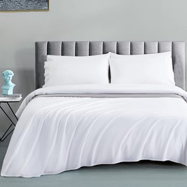 SAKIAO 1200 Thread Count Cotton Sheets, 100% Egyptian Cotton Sheet for Queen Size Bed, Sateen Weave Bed Sheets 17-Inch Deep Pocket - Breathable and Hypoallergenic - 4 Piece (Pearl White, Queen)