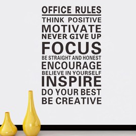 Office Rules Wall Decal Vinyl Wall Stickers Removable Wall Decor Art DIY Inspirational Quotes Sticker Mural for Office Bedroom Home Decoration Wallpaper