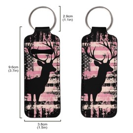 FKELYI Deer American Flag Chapstick Holder Keychain Clip On Lip Balm Pouch Lipstick Protective Lip Gloss Tube Holder Travel Accessories