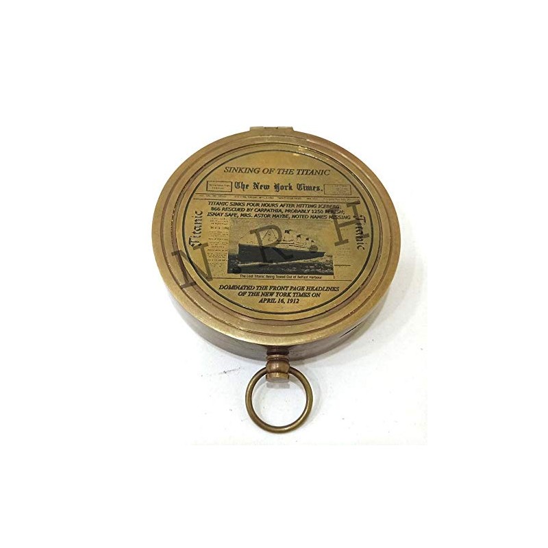 Nautical Brass Titanic Engraved Navigational Vintage Working Compass