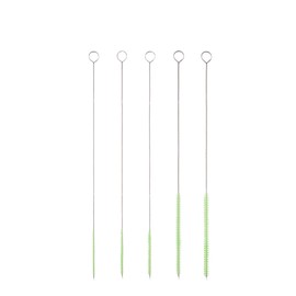 10" Tube Cleaning Brush Set, Green, 5 Pack Small, Nylon Straw Brushes with Flexible Handles for Bottle, Straws, Pipe, Keyboard, Glass, Guns, Detailing and Deep Cleaning