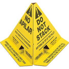 Trilingual"Do Not Stack" Pallet Cones, Yellow, 50 Pack