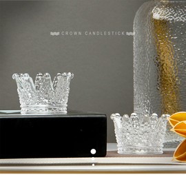 Crown Votive Candle Holder,Crown Tea Light Candlestick Ornament,Mini Crown,Jewelry Ring Holder,for Weddings Party Home Decor Set of 6 (Clear, 6PCS)