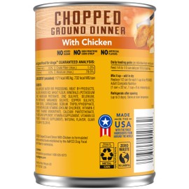 PEDIGREE CHOPPED GROUND DINNER Adult Canned Soft Wet Dog Food with Chicken, 22 oz. Cans (Pack of 12)
