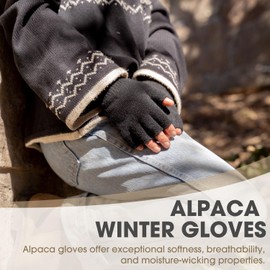 Rahhint Alpaca Wool Winter Warm Fingerless Gloves for Men Women Flexible Adult Half Finger Glove for Typing Driving Cycling Writing Working