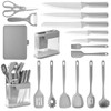 YJHOLE 17pcs Kitchen Utensils Set with Sharp Stainless Steel Knives