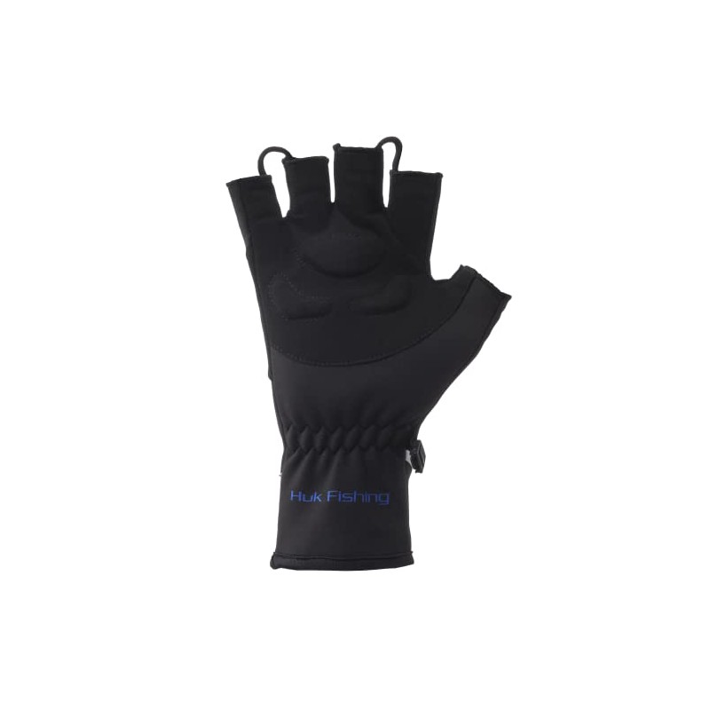 HUK Standard Power Stretch Fingerless Fishing Gloves, Heather Black, S/M