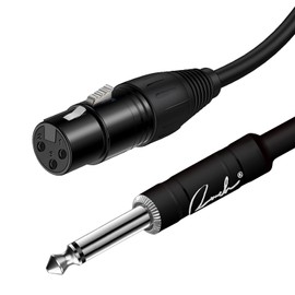 Ranch XLR Cable 20ft Female XLR to 1/4 TS Mono Jack Microphone Cable Quarter Inch to XLR Female Unbalanced Mic Cable - Black