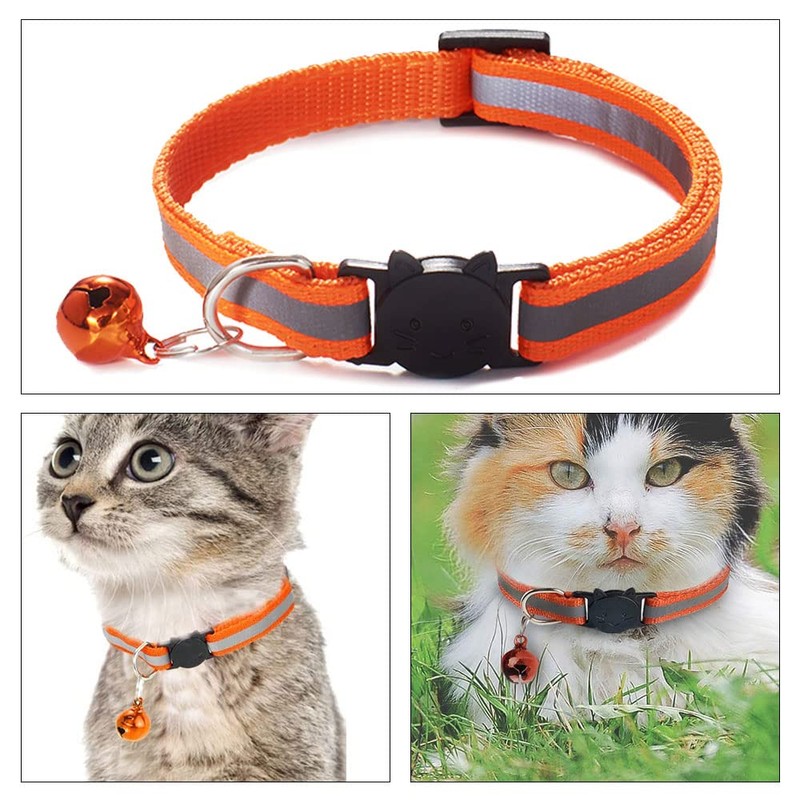 4 Pcs Cat Collars Safe Reflective Cat Collars with Bells