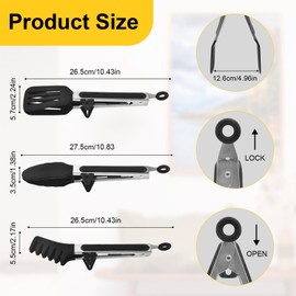 Küchenzange 3-Teiliges Grillzange Edelstahl mit Ständer, Lebensmittelechtem Silikon Zange Küche, Kochzange BPA-Frei Waschmaschinenfest Nudelzange Salatzange für Heißluftfritteuse Küche