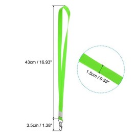 2Pc Green 17" Neck Lanyards, 0.6" Width Flat Strap Lanyard with Swivel Hook Clip for Name Tag Badges Holder ID Card Keys, Fluorescent,Identification Badges and Supplies,Labels, Indexes and Stamps