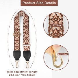 Wide Purse Strap, 2" Adjustable Leather Purse Strap, Replacement Crossbody Handbag Strap for Cross Body Bag Guitar Bag Strap