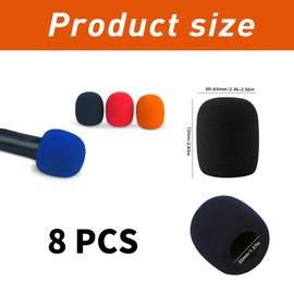 Pack of 8 Pop Protection Microphone Windscreen, Microphone Foam, Antibacterial Pop Protection Foam Cover, Dustproof Microphone Protection for KTV, Family Party, Outdoor, Activities and Stage