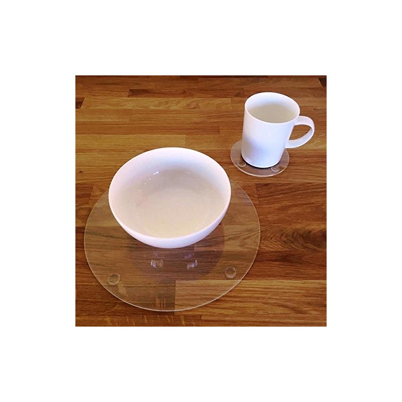 Round Placemat and Coaster Set - Clear - Set of