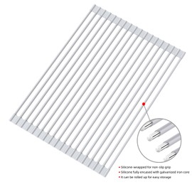 SPROUTS TREES Roll Up Dish Drying Rack Tray Over Sink Detachable Foldable Collapsible Stainless Steel Multipurpose Kitchen Foldable Stainless Steel Drainer (17.5 * 13inch)