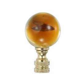 PATIKIL 1/4-27 Lamp Finial Cap for Lampshade Harp Top, Cap Nut Screw Cap Knob Clear Ball Shaped Crystal Round Lamp Shade Decoration for Table Floor Lamp, Gold Tone
