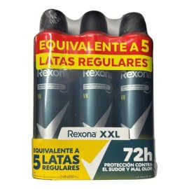 Rexona Men Antitranspirante En Aerosol V8 3 Pz Xl 250 Ml C/u Fragancia Mandarina Madera