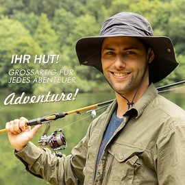 TOP-EX Large Sun Hat Men Wide Brim UV Safari Bonnie Hats for Summer Outdoor Hiking Fishing Walking, Waterproof & Windproof Grey 57-60cm