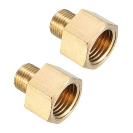 TOP-VIGOR 2Pcs Brass Threaded Pipe Fitting 1/8 PT Male x 1/4 PT Female Coupling, Hex Nipple Pipe Fitting Adapter Brass Hose Connector for Connect Pipes