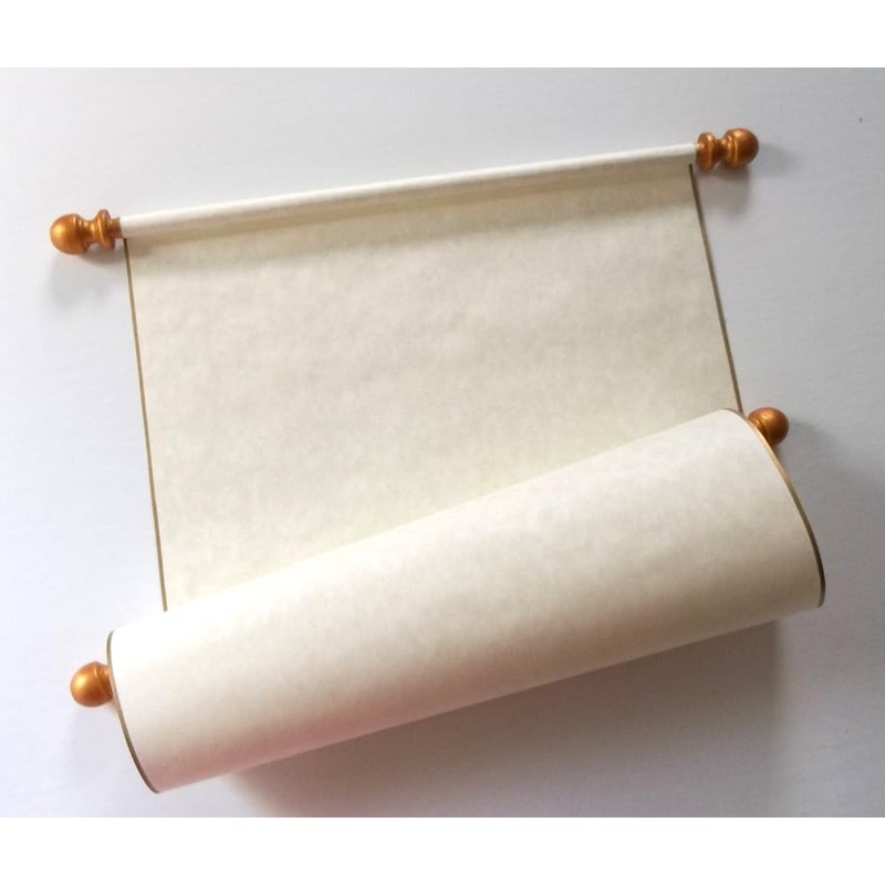 Extra wide blank parchment scroll, gold accents, 11x19" paper