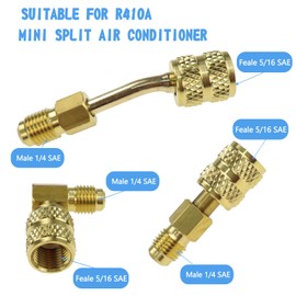 Nihfien R410A Mini Split Adapter Kit, 5/16" Female to 1/4" Male R410a Vacuum Pump Port Adapter Connector Straight Swivel Fitting for Mini Split System Air Conditioner Refrigeration HVAC Service