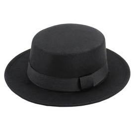 Women's Felt Panama Hats Classic Wide Brim Rancher Fedora with Belt Buckle (Head Circumference 57cm to 58cm)