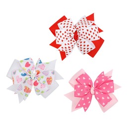 Hair Bow Clips Pin Girls Hairclips Ribbon Hairpins Bowknot for Valentines Days JHV14 (E)