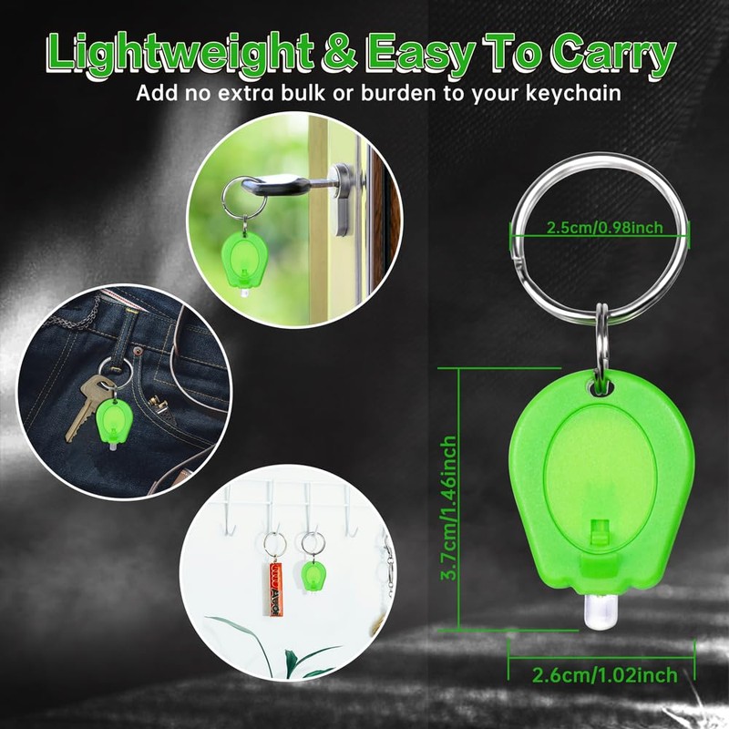 RaySoar 6 Pack Ultra Bright Green Light Keychain Flashlight, Mini