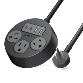ORICO Multiple Outlets Extension Cord, 7 in 1 Power Strip with 3 AC Outlets 2 USB-A and 2 USB-C Ports, Mountable Outlet Extender, 5 ft Flat Plug Power Strip for Dorm/Office/Home- PSO