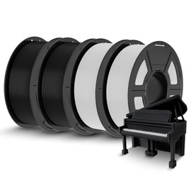 TECBEARS PLA 3D Printer Filament, 4KG PLA Filament 1.75mm, Neatly Wound 3D Printing Filament, Dimensional Accuracy +/- 0.02 mm,1 Kg Per Spool, Pack of 4, Black+Black+White+White