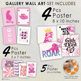 Fardes Aesthetic Preppy Room Decor for Teen Girls, 13pcs Preppy Decor, Wall Decor for Bedroom Aesthetic, Cute Posters for Dorm Decor for College Girls