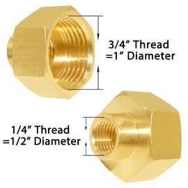 Joywayus 3/4"GHT Female x 1/4"NPT Female Brass Pipe Fittings Hex Nipple Adapter (Pack of 2)