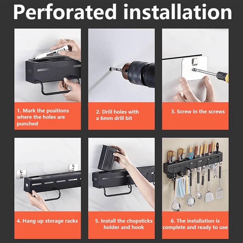 IECOM Wall Mount Kitchen Utensils Hanging Rack, 20" Multi-Use Kitchen