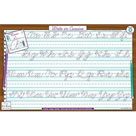 Tot Talk Cursive Writing Educational Placemat for Kids – Made in USA – Durable, Double-Sided, Interactive Cursive Writing Practice Placemat – Waterproof, BPA-Free, Wipeable, 17.5” x 11.5”