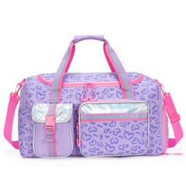 Travel Bag for Children Sports Bag with Shoe Compartment Overnight Duffel Ballet Dance Sports Carry On Weekender Kids Duffle Bag, Purple-heart
