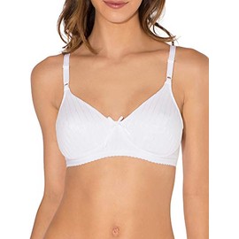 Fruit of the Loom Women's Lightly Lined Wire-Free Bra, White Stripe, 34B