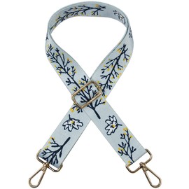 Duwi Wide Purse Strap Jacquard Guitar Style Strap Multicolor Canvas Adjustable Crossbody Bag Strap(lightblue,branch,flower)