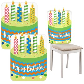SearchI Birthday Chair Cover for Classroom, 2 PCS Cute Happy Birthday Seat Cover, Birthday Chair Back Covers for Students Preschoolers Kids(Green)
