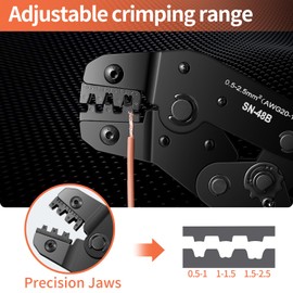 PotentForce Crimping Tool Set for Spade Connectors, 0.5-2.5mm²/AWG 22-16 Wire Crimping Tool with 600pcs Crimp Connectors, Suitable for 2.8mm, 4.8mm, 6.3mm Spade Connectors