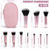 10-Piece Mini Pink Travel Makeup Brush Set with Pouch, Pink