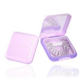 HyJeryty Light Purple Retainer Case with Mirror Orthodontic Aligner Case Dental Mouth Guard Case