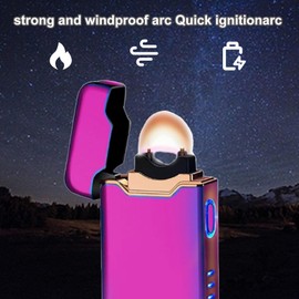Plasma Rechargeable Electric Lighter with LED Battery Indicator Strong Flame, USB Convenient Charging, Windproof Lighter Outdoor（B-Color
