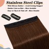 S-noilite Clip-In Real Hair Extensions, Medium Brown, Real Human Hair,