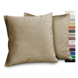 BEAUTEX Lea Velvet Cushion Covers, Set of 2, Premium Cushion Covers, Sofa and Decorative Cushions, Choice of Sizes and Colours (Cappuccino 45 x 45 cm)