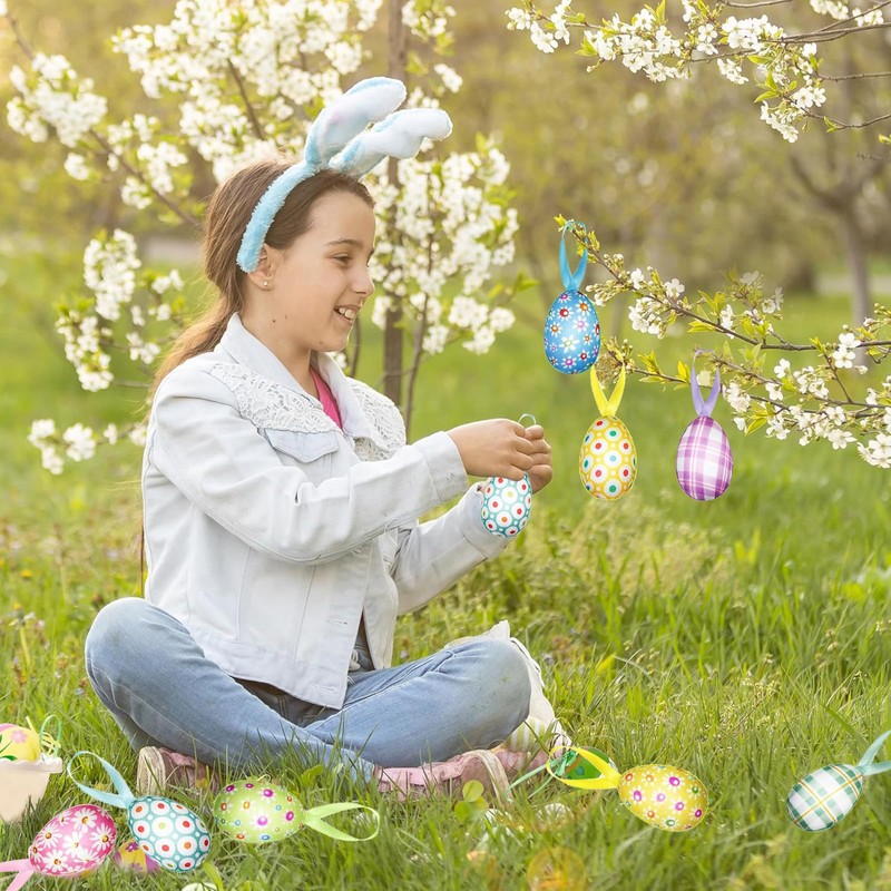 24PCS Easter Ornaments for Tree - Buffalo Plaid & Dots